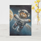 Baby Boy Astronaut Teddy Bear Kaart (Gele Bloem)