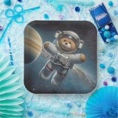 Baby Boy Astronaut Teddy Bear Papieren Bordje (Feest)