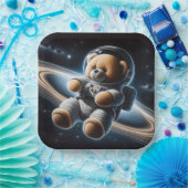 Baby Boy Astronaut Teddy Bear Papieren Bordje (Feest)