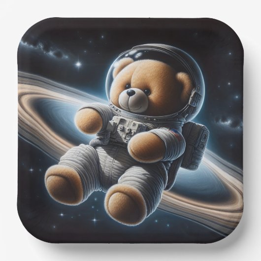 Baby Boy Astronaut Teddy Bear Papieren Bordje (Voorkant)