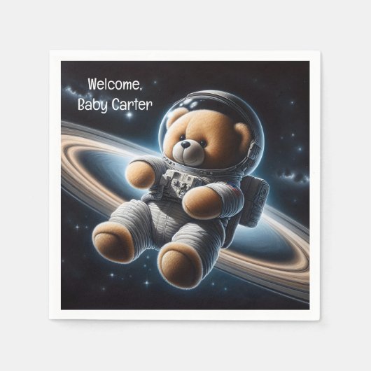 Baby Boy Astronaut Teddy Bear Servet (Voorkant)