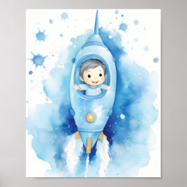 Baby Boy Astronaut Waterverf Poster
