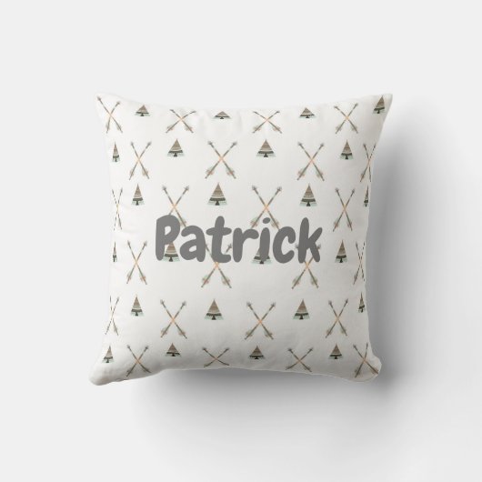 Baby Boy Aztec Tribal Arrows Gepersonaliseerde geb Kussen (Achterkant)