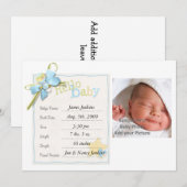 Baby Boy Baby Announcement Newborn Aankondiging (Voorkant / Achterkant)