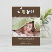Baby Boy Baby Clothesline Birth Announements Aankondiging (Staand voorkant)