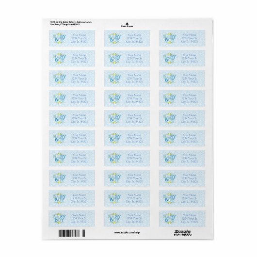 Baby Boy, Baby shower Adresetiketten Etiket (Full Sheet)