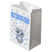 Baby Boy Baby shower Cute Owl Gift Bag Medium Cadeauzakje (Achterkant Gekanteld)