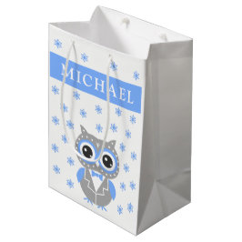 Baby Boy Baby shower Cute Owl Gift Bag Medium Cadeauzakje