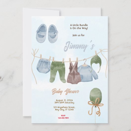 Baby Boy Baby shower Kaart (Voorkant)