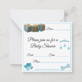 Baby Boy Baby shower Notitiekaartje