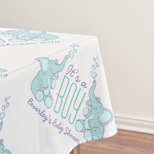 Baby boy baby shower olifant tafelkleed (Voorbeeld)