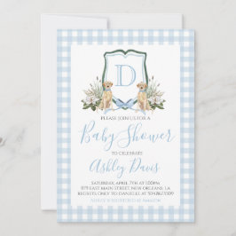 Baby Boy Baby shower Preppy Dog Southern Gingham Kaart
