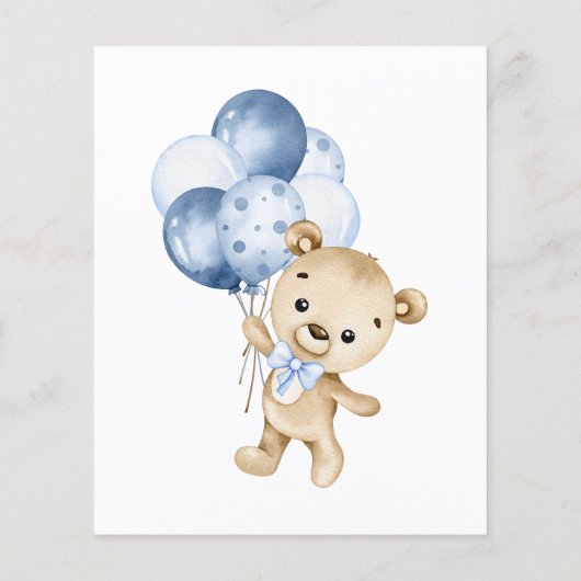 Baby Boy baby shower raden hoeveel teddyberen (Achterkant)