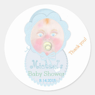 Baby boy Baby Shower-stickers van BabyLaia. Ronde Sticker