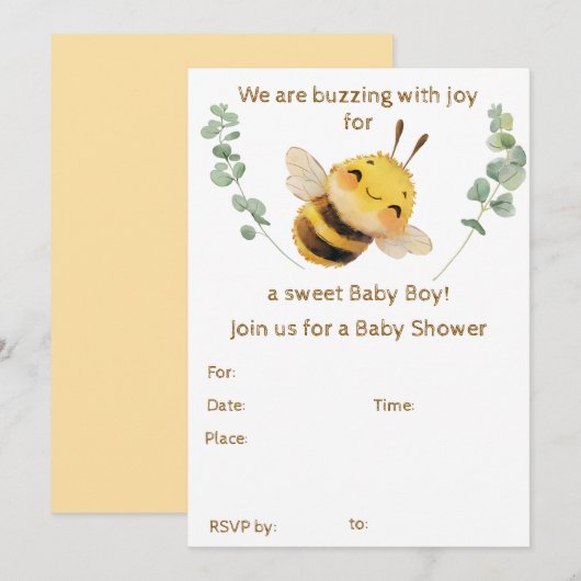 Baby Boy Baby shower uitnodiging (Voorkant / Achterkant)