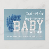 Baby Boy Balloon Zwangerschap Aankondiging Briefka Briefkaart (Voorkant)