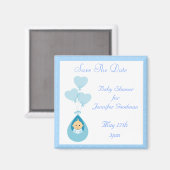 Baby Boy & Balloons Blue Save The Date Baby shower Magneet (Voorkant / Achterkant)
