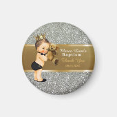Baby Boy Baptism | Bedankt Keepsake Gold Silver Magneet (Voorkant)