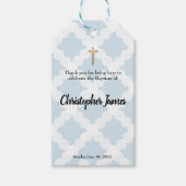 Baby Boy Baptism blauw Dank je Cadeaulabel (Voorkant)