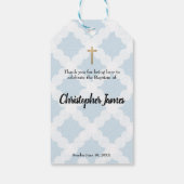 Baby Boy Baptism blauw Dank je Cadeaulabel (Achterkant)