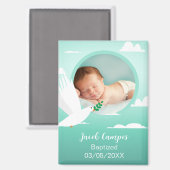 Baby Boy Baptism Christening Dove Clouds Photo Magneet (Voorkant / Achterkant)