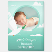Baby Boy Baptism Christening Dove Clouds Photo Magneet (Voorkant)