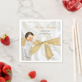 Baby Boy Baptism Christening Gold Bow Servetten (Insitu)