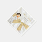 Baby Boy Baptism Christening Gold Bow Servetten (Hoek)