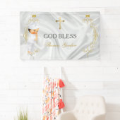 Baby Boy Baptism Christening Gold Cross Banner (Insitu)