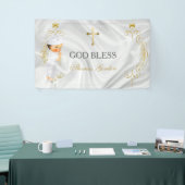 Baby Boy Baptism Christening Gold Cross Banner (Beurs)