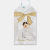 Baby Boy Baptism Christening Gold Cross Cadeaulabel (Voorkant)