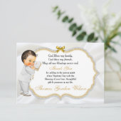 Baby Boy Baptism Christening Gold Cross Dank je Bedankkaart (Staand voorkant)