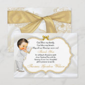 Baby Boy Baptism Christening Gold Cross Dank je Bedankkaart (Voorkant / Achterkant)