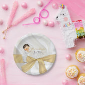 Baby Boy Baptism Christening Gold White Papieren Bordje (Feest)
