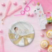 Baby Boy Baptism Christening Gold White Papieren Bordje (Feest)