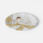 Baby Boy Baptism Christening Gold White Papieren Bordje (Gekanteld)