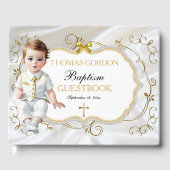 Baby Boy Baptism Christening White en Gold Cross Gastenboek (Voorkant)