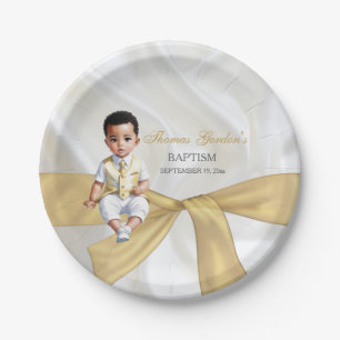 Baby Boy Baptism Christening White en Gold Papieren Bordje