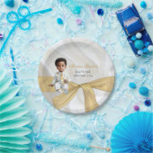 Baby Boy Baptism Christening White en Gold Papieren Bordje (Feest)