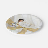 Baby Boy Baptism Christening White en Gold Papieren Bordje (Gekanteld)