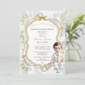 Baby Boy Baptism Commune Christening Bible Kaart (Staand voorkant)