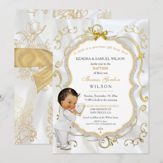 Baby Boy Baptism Commune Christening Bible Kaart (Voorkant / Achterkant)