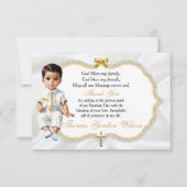 Baby Boy Baptism Communie Dank u Gold Cross Bedankkaart (Voorkant)