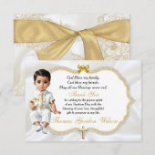 Baby Boy Baptism Communie Dank u Gold Cross Bedankkaart (Voorkant / Achterkant)
