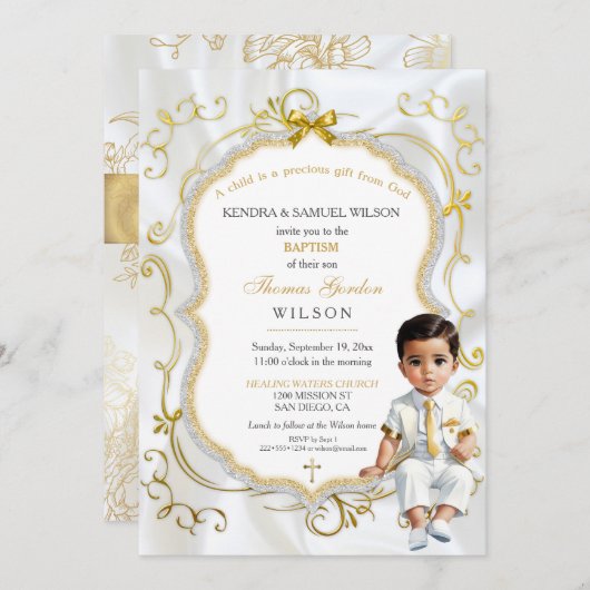 Baby Boy Baptism Communion Christening Kaart (Voorkant / Achterkant)