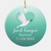 Baby Boy Baptism Dove Clouds Photo Frame Keramisch Ornament (Achterkant)