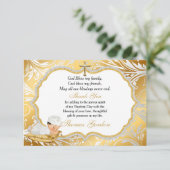 Baby Boy Baptism Gold Cross Dank u Bedankkaart (Staand voorkant)