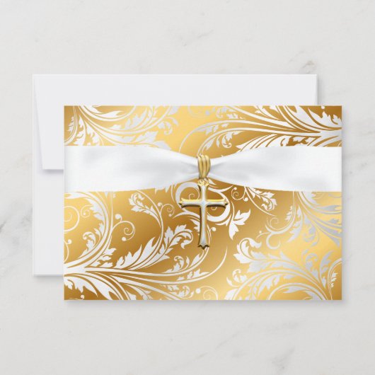 Baby Boy Baptism Gold Cross Dank u Bedankkaart (Achterkant)