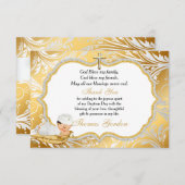 Baby Boy Baptism Gold Cross Dank u Bedankkaart (Voorkant / Achterkant)