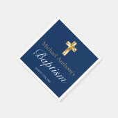 Baby Boy Baptism Navy Blue Gold Cross Servet (Hoek)
